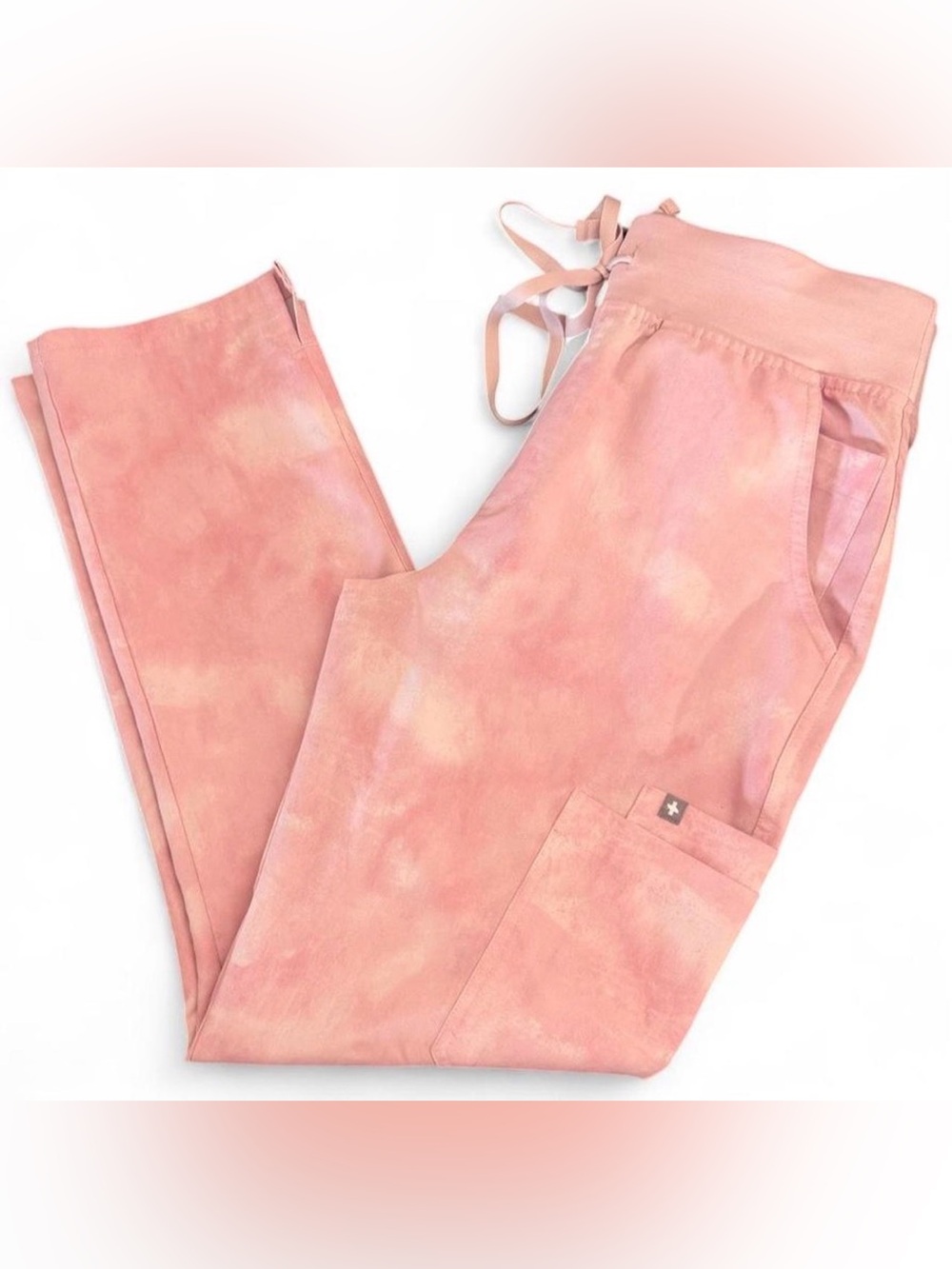 Figs Yola High Waisted Skinny Scrub Pants, Marbled Rose, Medium Petite
